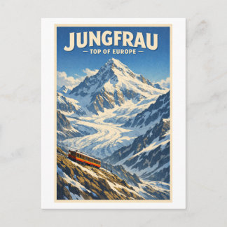 Carte Postale Jungfrau, Switzerland, in a classic retro 