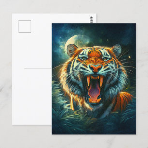 Carte Postale Jungle au clair de lune de tigres