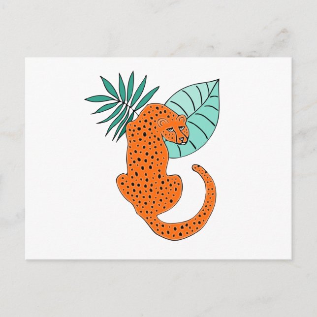 Carte postale Jungle Jaguar Tropical Fern (Devant)