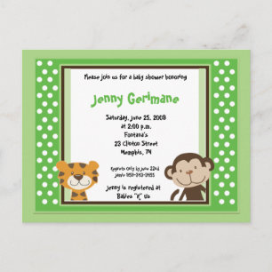 Carte Postale Jungle Tales Safari Green Baby shower Invitation