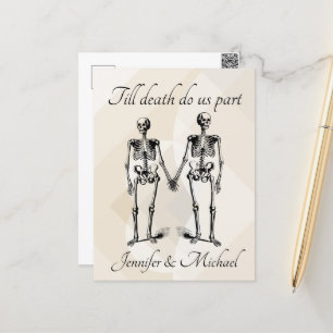 Carte Postale Jusqu'à la mort nous séparons Skeleton Couple Mono