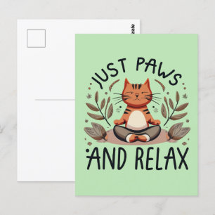 Carte Postale Juste des pattes et relaxer Yoga Cat
