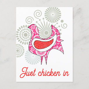 Carte Postale Juste du poulet dans le mignon rose rose rouge Vin
