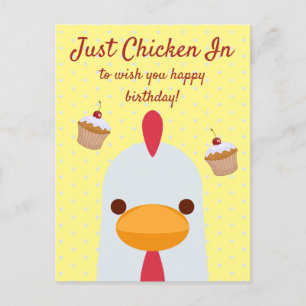 Carte Postale Juste du poulet dans un simple joyeux anniversaire