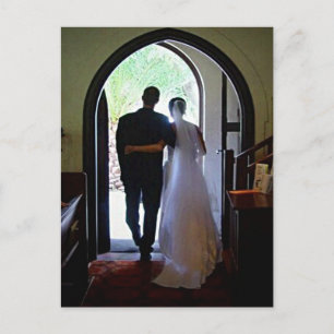 Carte Postale Juste marié Couple Church Mariage Faire-part