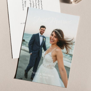 Carte Postale Juste marié Mariage moderne photo Faire-part