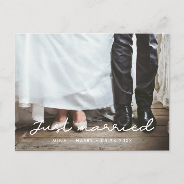 Carte Postale Juste marié Simple photo mariage (Devant)