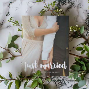 Carte Postale Juste marié Typographie moderne photo mariage
