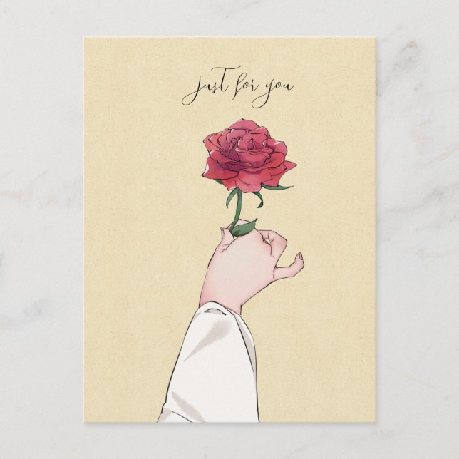 Carte Postale Juste pour vous rose rouge (Devant)