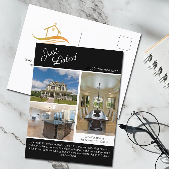 Carte Postale Juste répertorié Immobilier Photo Moderne Black Li (Créateur téléchargé)