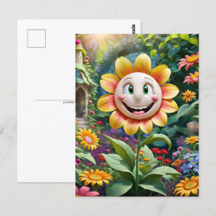 Carte Postale Juste un sourire, visage souriant dans les nuages,