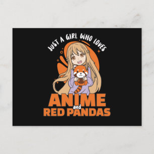 Carte Postale Juste une fille qui aime Anime et panda rouge Kawa