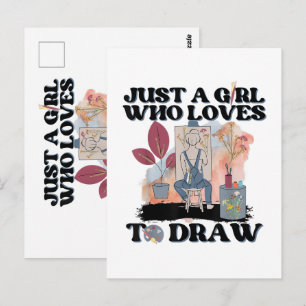 Carte Postale Juste une fille qui aime dessiner