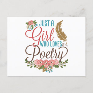 Carte Postale Juste une fille qui aime la poésie Poète écrivain 