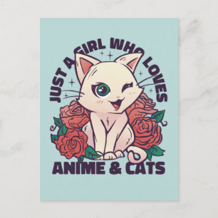Carte Postale Juste une fille qui aime l'Anime et les chats