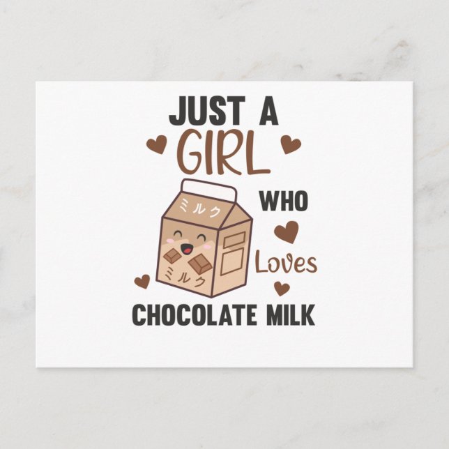 Carte Postale Juste une fille qui aime le lait au chocolat Kawai (Devant)