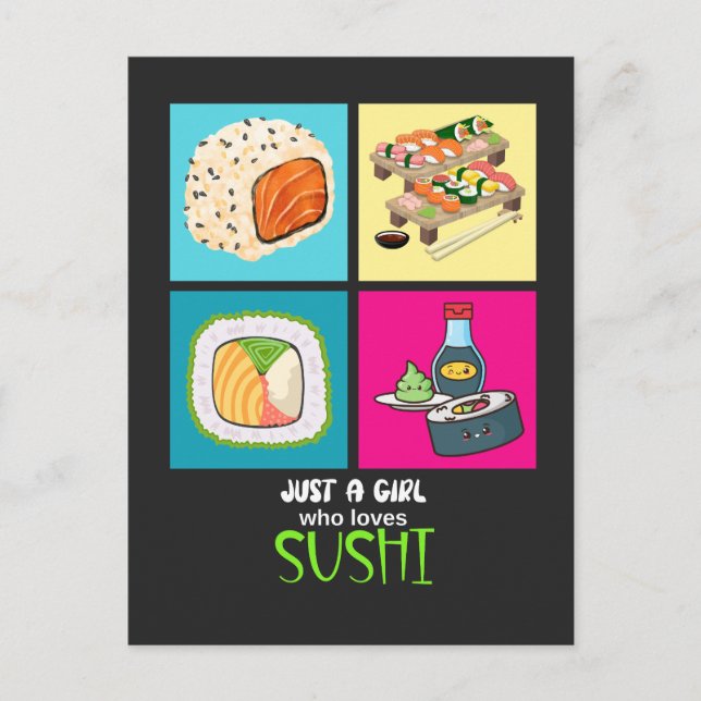 Carte Postale Juste une fille qui aime le sushi (Devant)