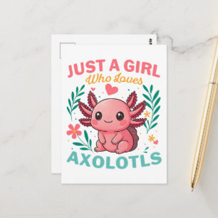 Carte Postale Juste une fille qui aime les axolotls