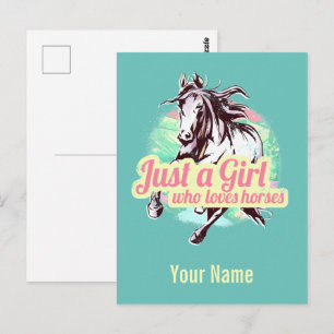 Carte Postale Juste Une Fille Qui Aime Les Chevaux Aquarelle Vin