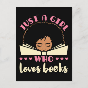 Carte Postale Juste une fille qui aime les livres Africains-Amér