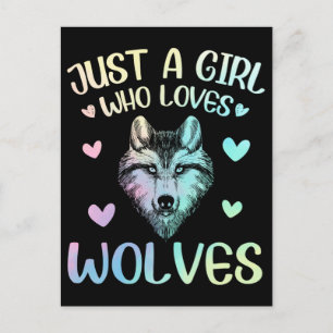 Carte Postale Juste une fille qui aime les loups mignons