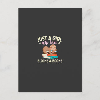 Carte Postale Juste une fille qui aime les paresseux et les livr