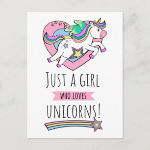 Carte Postale Juste Une Fille Qui Aime Les Unicornes !