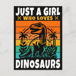 Carte Postale Juste une fille rétro qui aime les dinos