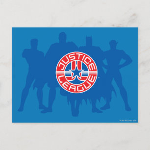 Carte Postale Justice League Logo and Solid Character Background