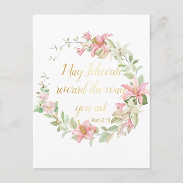 Carte Postale JW Baptism Cadeaux - Ruth 2:12 (Devant)