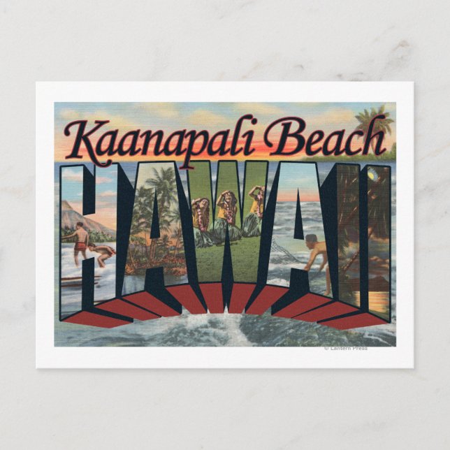 Carte Postale Kaanapali Beach, Hawaii - Scènes à grandes lettres (Devant)