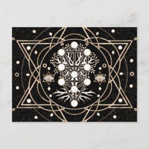 Carte Postale Kabbalah L'Arbre de Vie Ornament de Géométrie Sacr