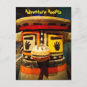 Carte Postale Kachina Doll Face Photo Aventure Await mignonne Bo