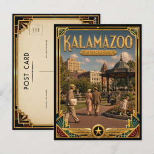 Carte Postale Kalamazoo Michigan Art Déco vintage de l'âge d'or