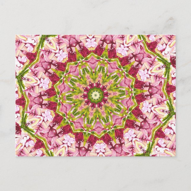 Carte Postale Kaleidescope rose et vert Ola Boo (Devant)