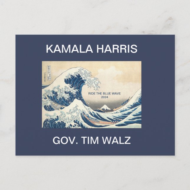 CARTE POSTALE KAMALA HARRIS MARCHE LA VAGUE BLEUE 2024 (Devant)