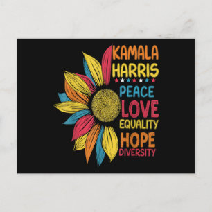 Carte Postale Kamala Harris Peace Love Equality Hope Diversity