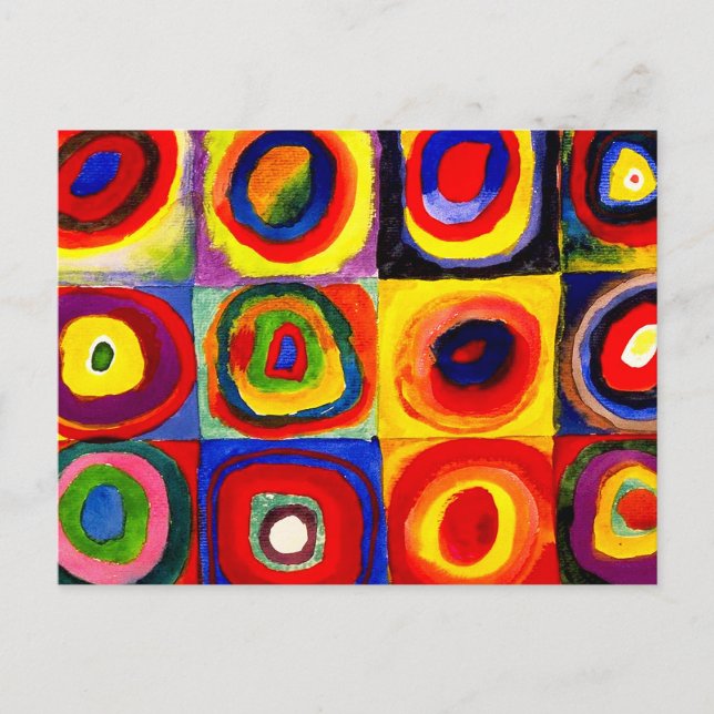 Carte Postale Kandinsky Farbstudie Cercles Carré Quadrate Art (Devant)