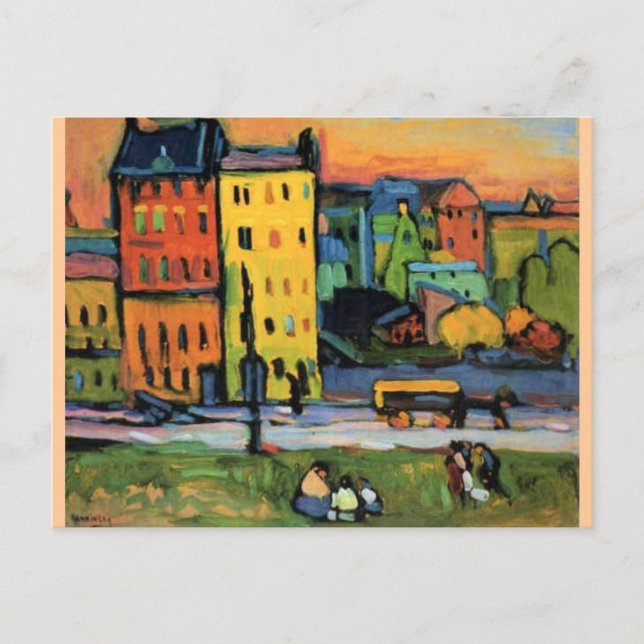Carte Postale Kandinsky - Maisons à Munich (Devant)