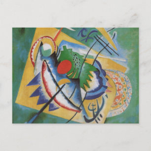 Carte Postale Kandinsky rouge ovale Abstraite oeuvre d'art vert 