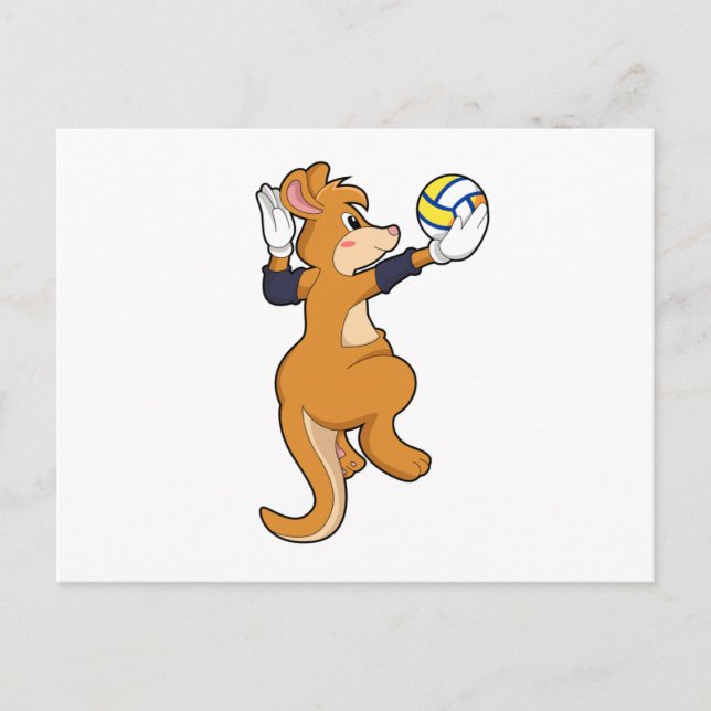Carte Postale Kangourou au sport de volley-ball (Devant)