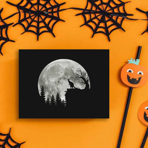 Carte Postale Kangourou debout sur une montagne lune Halloween e