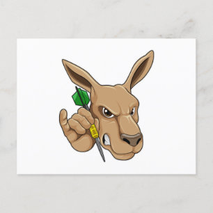 Carte Postale Kangourou en joueur de fléchettes avec fléchette