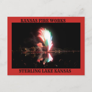 Carte Postale Kansas Fire Works at Night Post Card