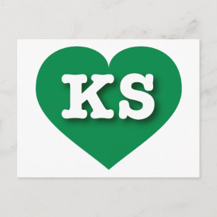 Carte Postale Kansas Green Heart - J'aime KS
