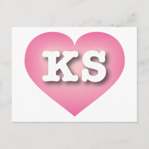 Carte Postale Kansas Pink Fade Heart - I love KS