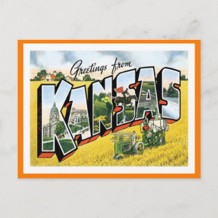 Carte Postale Kansas Salutations Des États-Unis