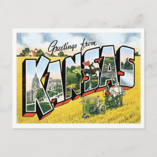 Carte Postale Kansas Salutations Des États-Unis