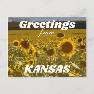Carte Postale Kansas Sunflower Salutations