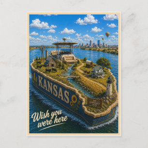 Carte Postale Kansas Wish You Were Here Série des États